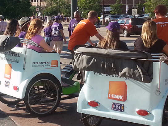 Free pedicab, Free lunch, Restore your faith in free, Ash...