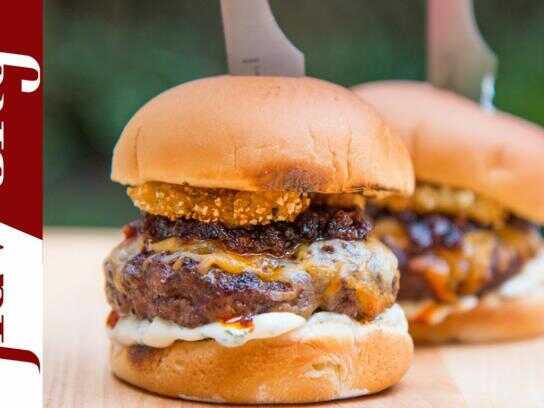 Ultimate BBQ Bacon Cheeseburger Recipe - FlavCity with Bobby