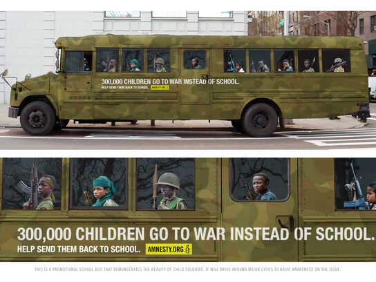 Child soldier school bus