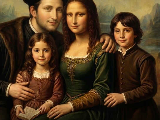 Family Portraits - Mona Lisa, Girl with a pearl earring, Van Gogh
