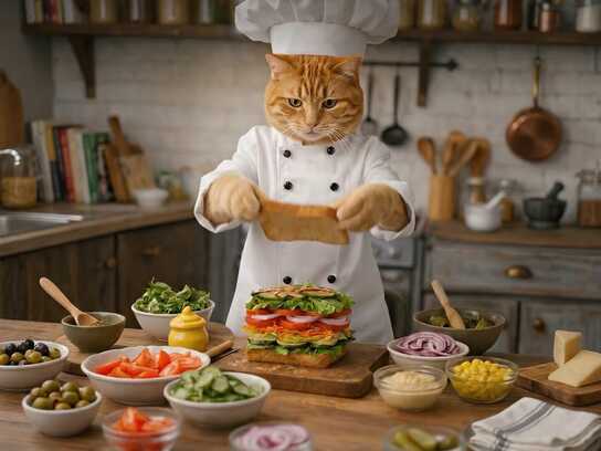 Black &amp; Beige Bistro AI Chef Cat Campaign