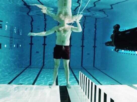 Firing a gun under water, Free fall