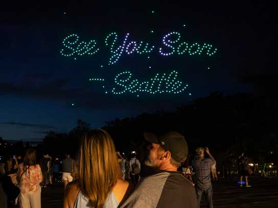 Drones Light Up Seattle Skyline