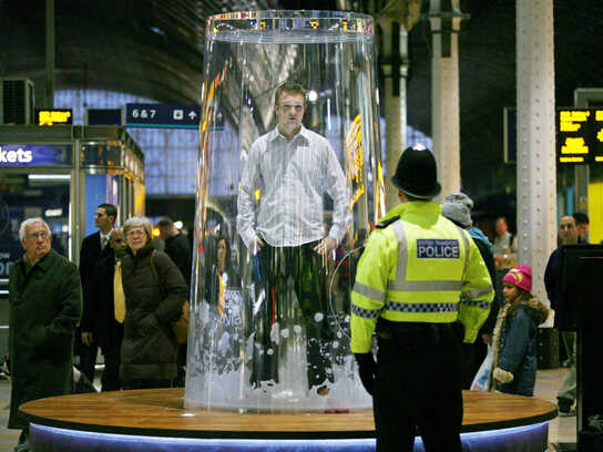 Man in a pint glass