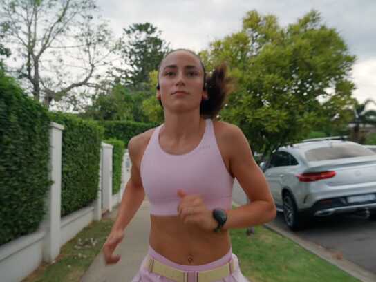  She runs, but she’s never just running.