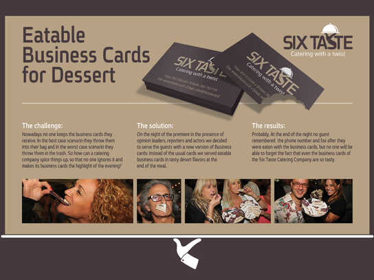 Eatable business cards for dessert