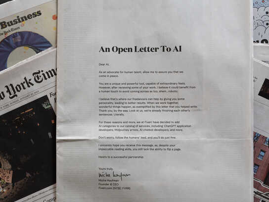 An Open Letter To AI