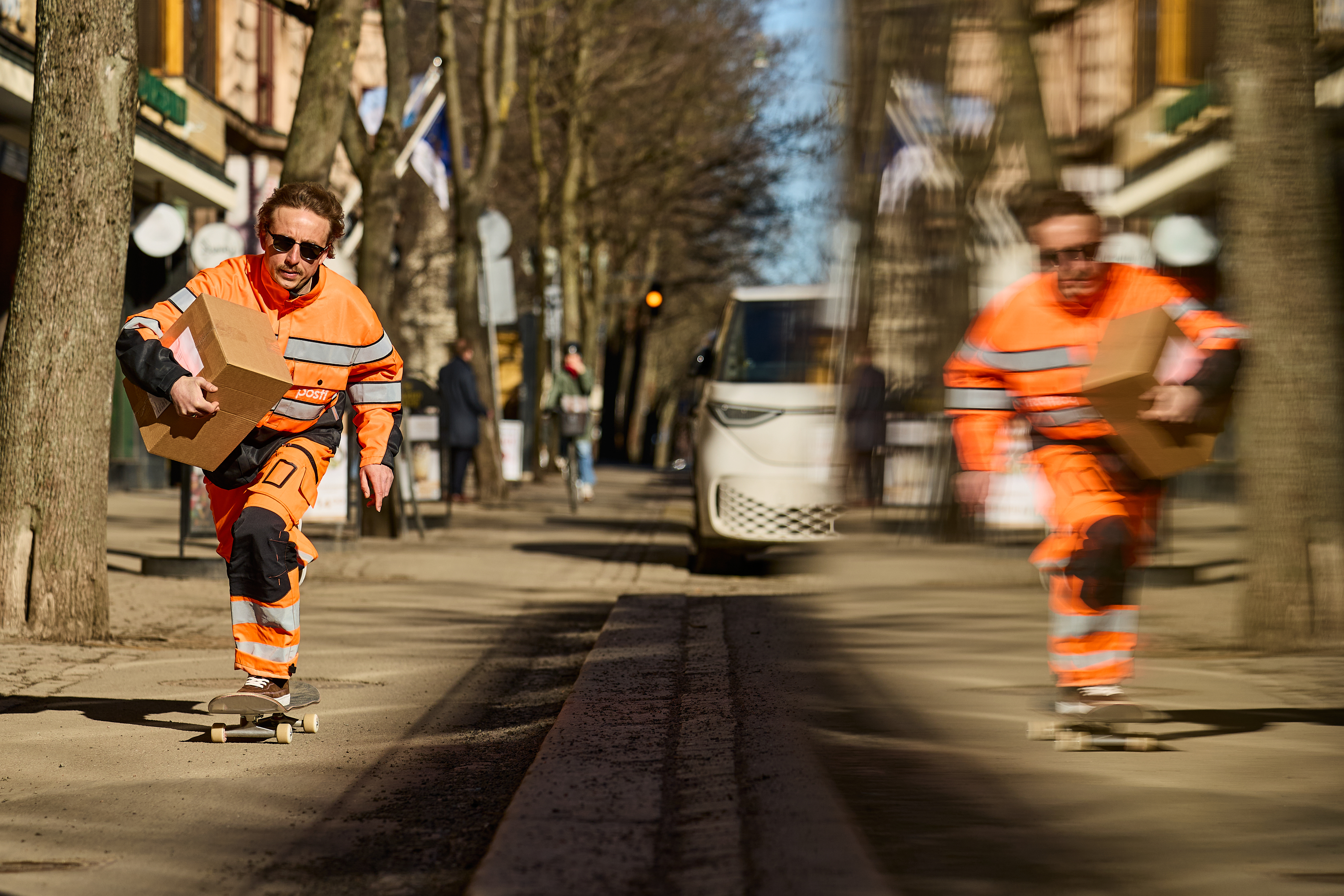 Now delivering packages by skateboard. Image