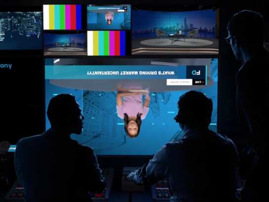 Flips Bloomberg TV upside down