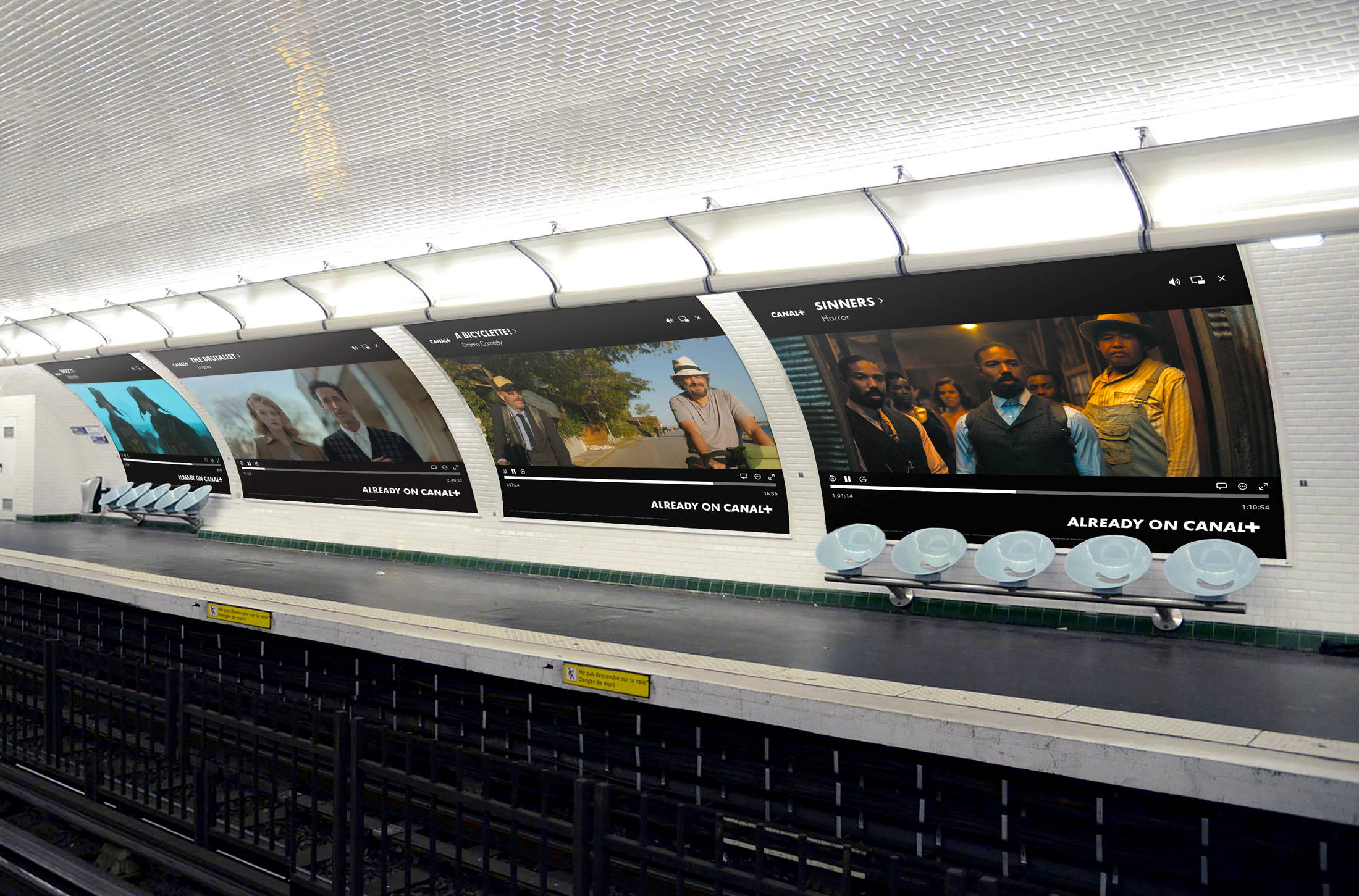 CANAL+ campaign OOH paused screen frame