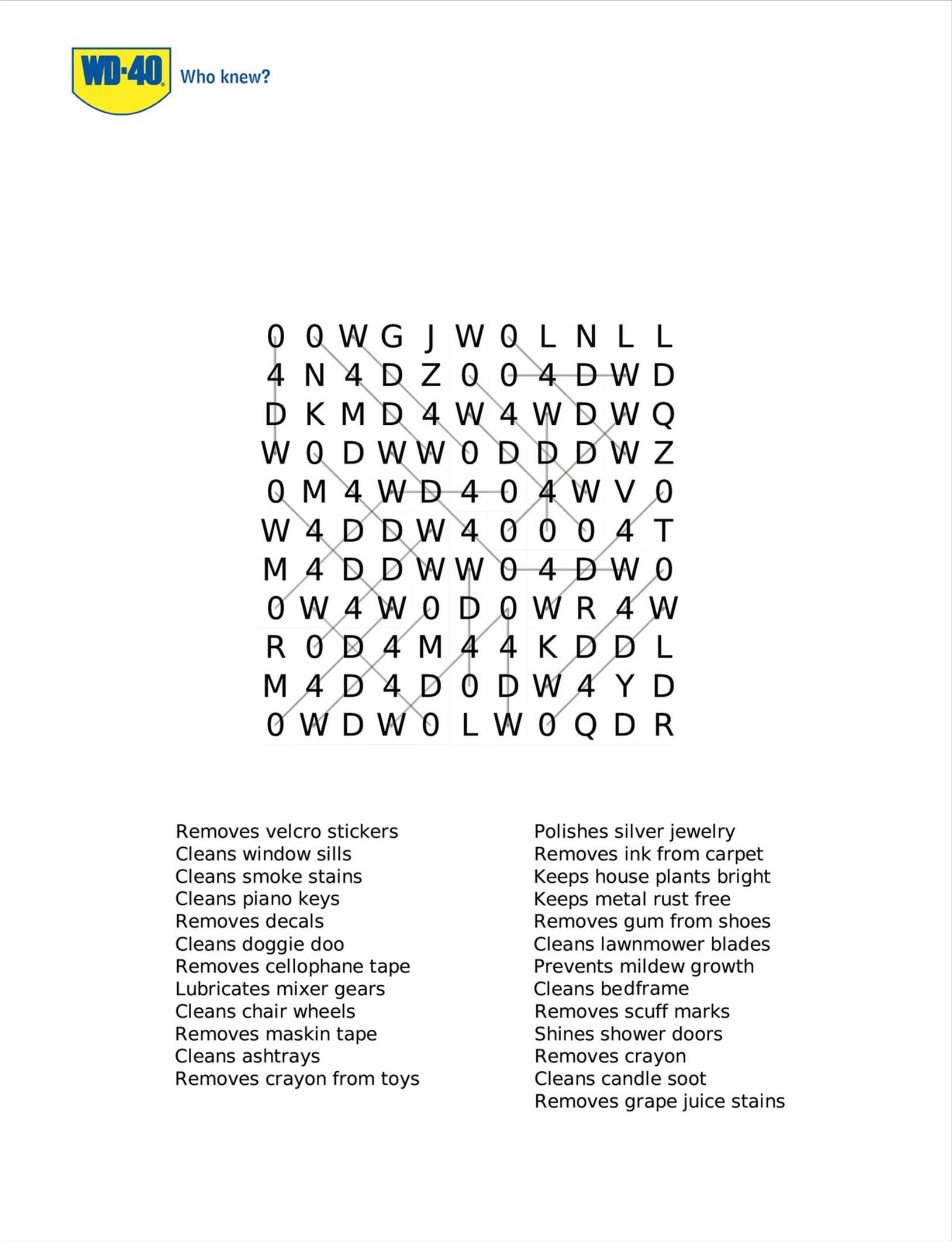 WD 40: Word search Crossword puzzle • Ads of the World™ Part of The