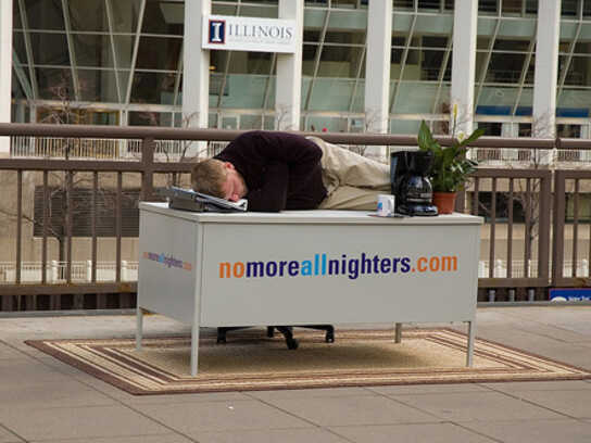 Sleeping on the desk